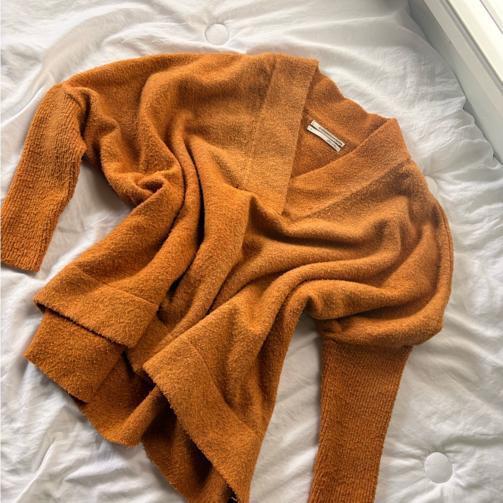 Anthropologie Orange Textured Knit Sweater – Size Small – Cozy Distress Pullover